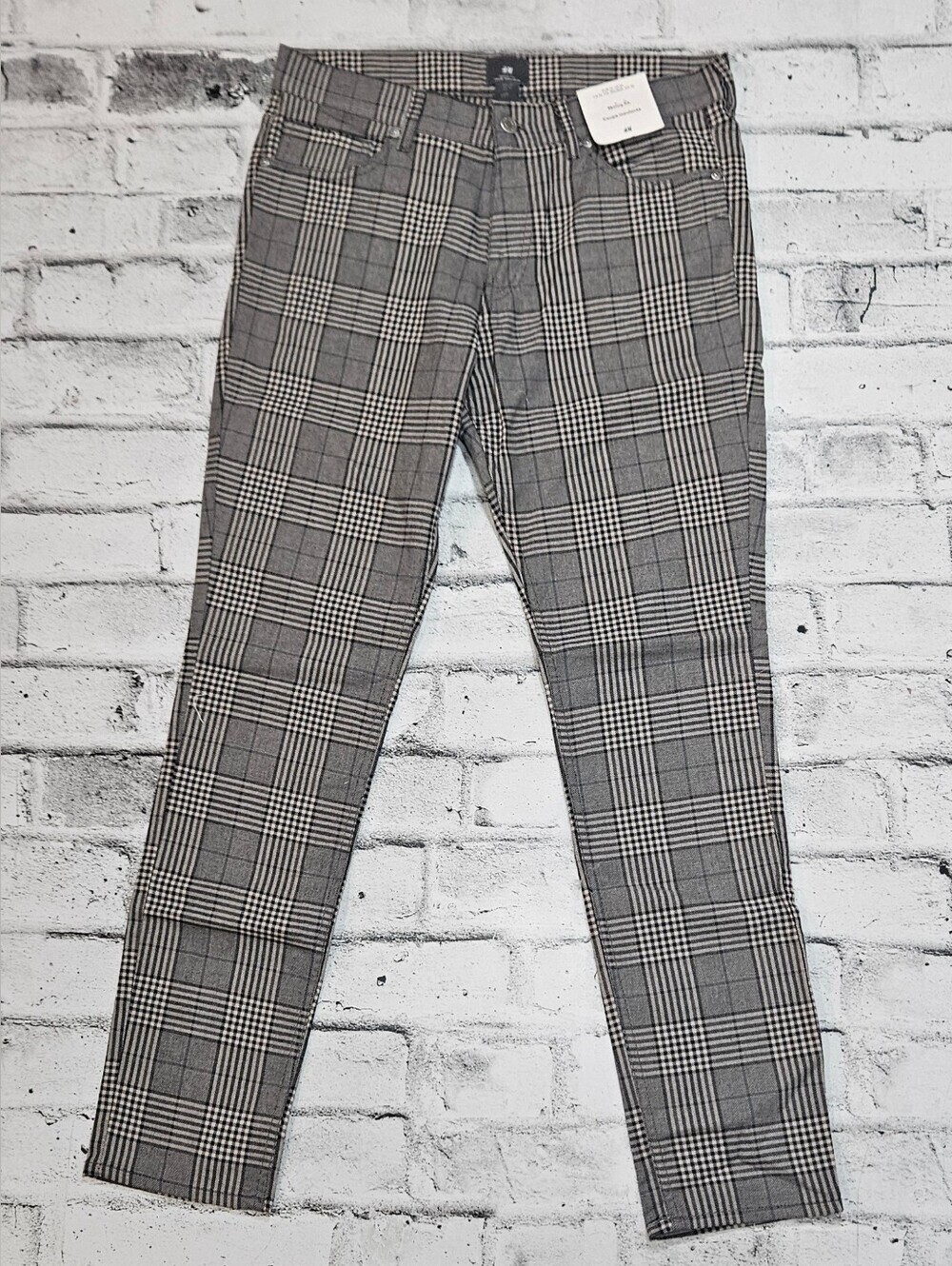 H&M Skinny Fit Plaid Pants  Check Men's Size 32 -NWT
